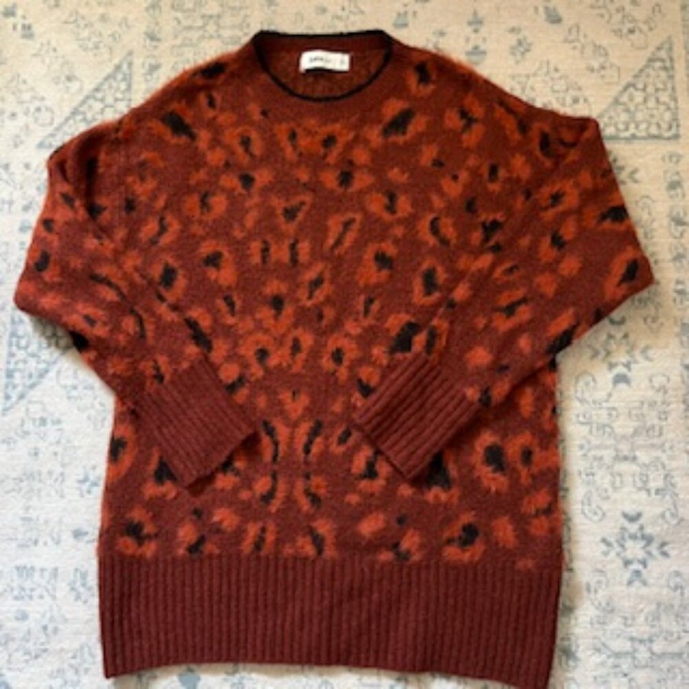🧡3/15 Zara  Knit Animal Print Oversized Soft Feel Sweater Women's S